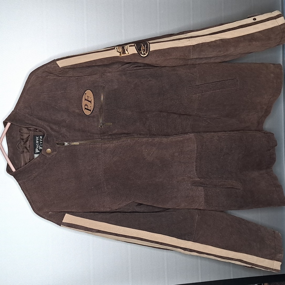 Vintage Pacific Flyer Racing Suede Jacket Brown